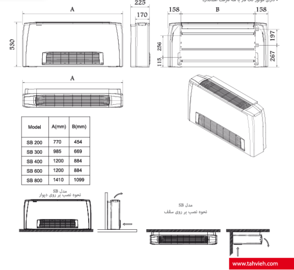 فن کویل زمینی بدون پایه کریوه مدل SB-400 - تصویر 3